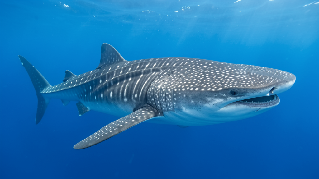 Whale shark swimming in Donsol waters
