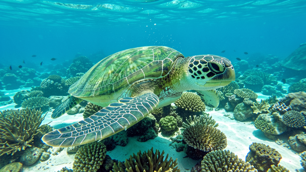 Green sea turtle at Apo Island reef