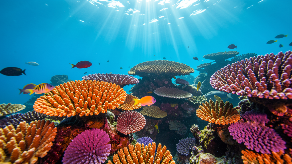 Colorful Philippine coral reef with tropical fish
